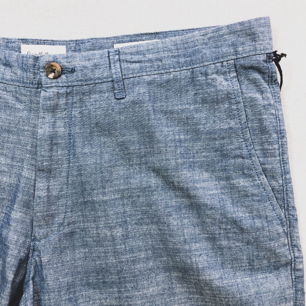 Blue Chambray Linden Flat Front Slim Chino Short - Picture 5 of 8